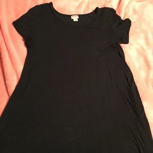 black pocket tee shirt dress .